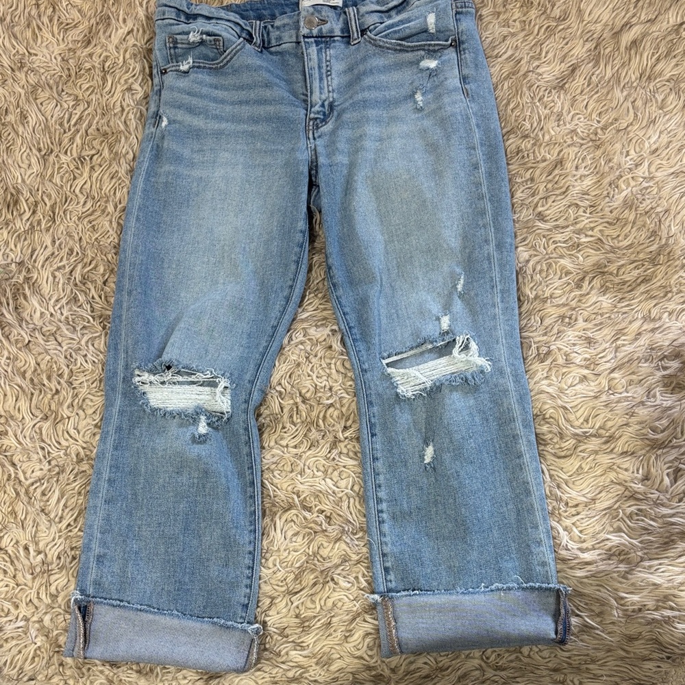 BKE Light Blue Distressed Boyfriend Jeans